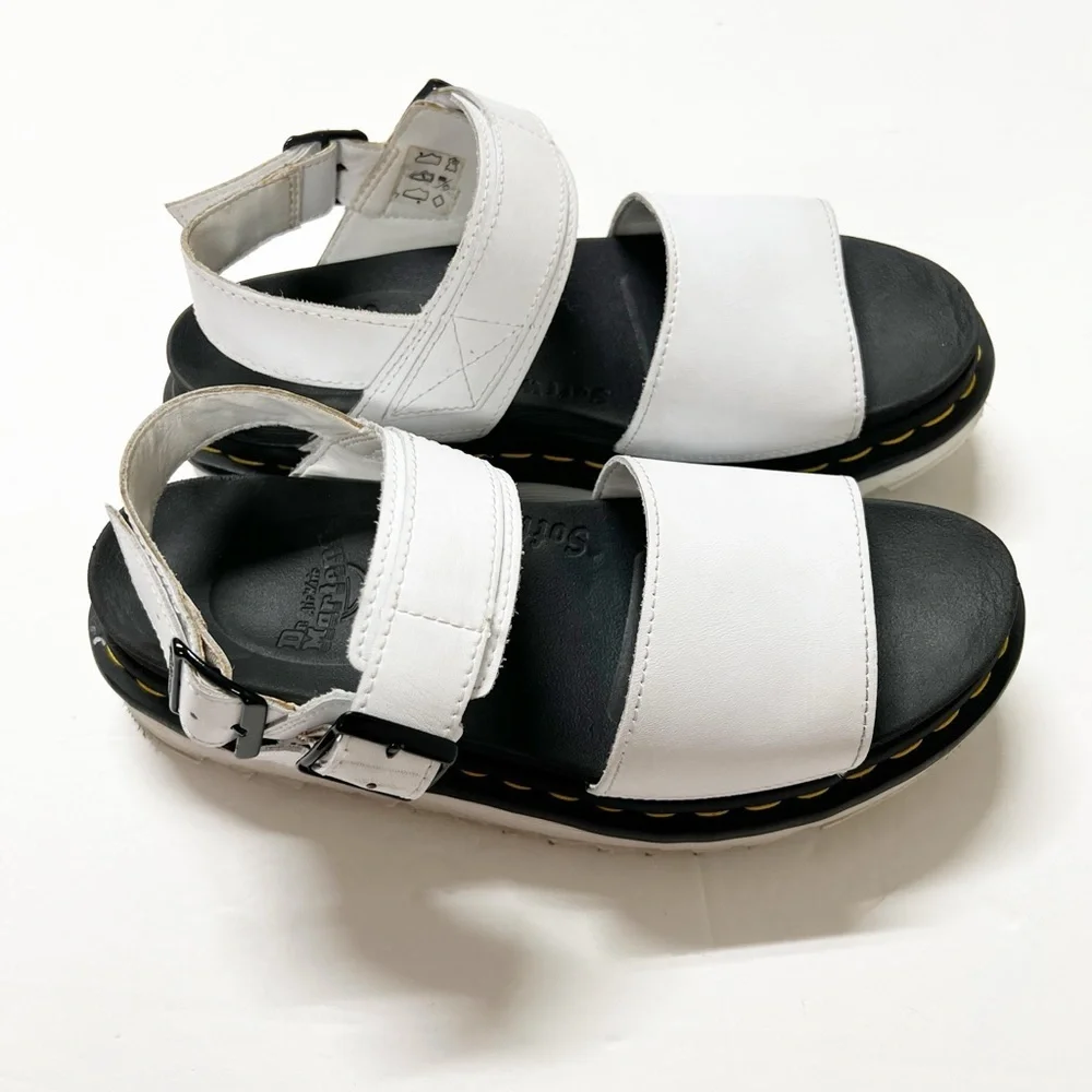 Dr Martens Womens White Voss Leather Strap Platform Sandal Size US 8